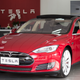 A Model S sedan on the display floor in Shanghai in March 2015.